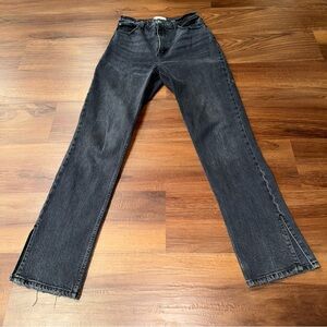 Abercrombie Curve Love 90s Straight Jeans 28 6 Long Ultra High Rise Raw Hem Dark